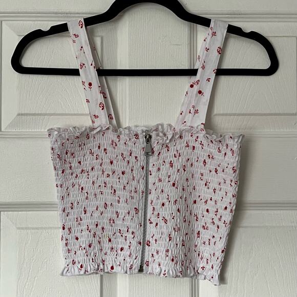 Me to We Zip-Front One-Shoulder Shirred Crop Top - Size S - Picture 1 of 5